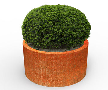 Patina Steel Cylinder - weathered steel cylindrical planter