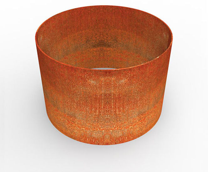 Patina Steel Bottomless Tube - weathered steel planter for root growth