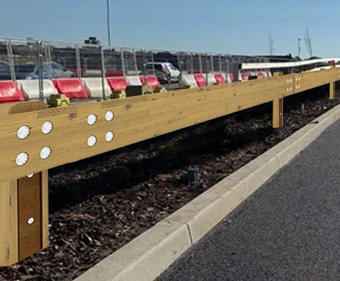 Timber & steel vehicle restraint system for Southsea flood defence project