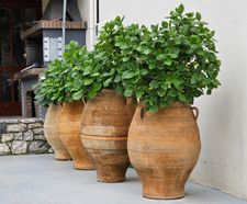 Cretan Terracotta Pots - handmade clay garden planters for outdoor use