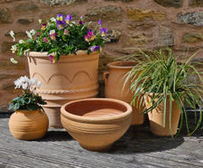 Eri - small terracotta bowl with light ribbing detail for bulbs
