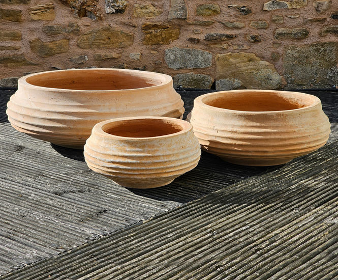Piatela - handmade Cretan terracotta beehive bowl planter for large plants