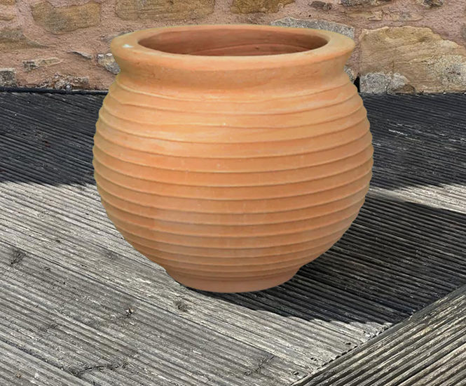 Sfaira Planter - handmade spherical cretan terracotta outdoor plant pot