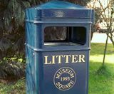 Type 411 - square cast iron litter bin with canopy - on this page