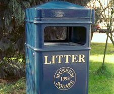 Type 411 - square cast iron litter bin with canopy