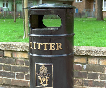 Type 401 - round cast iron litter bin with domed canopy