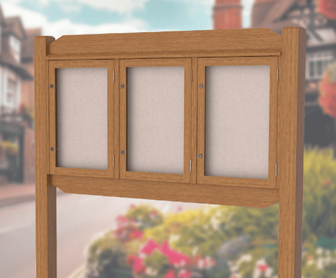 Triple Door Legacy Noticeboard - hardwood lockable noticeboard