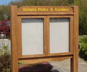 Double Door Legacy Noticeboard - hardwood outdoor noticeboard