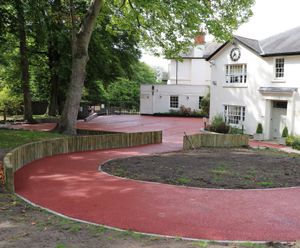 Red and Green Natratex Colour for car park at Edgbaston Preparatory School