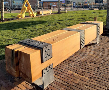 Bespoke greenheart timber benches - Dock Museum, Cumbria