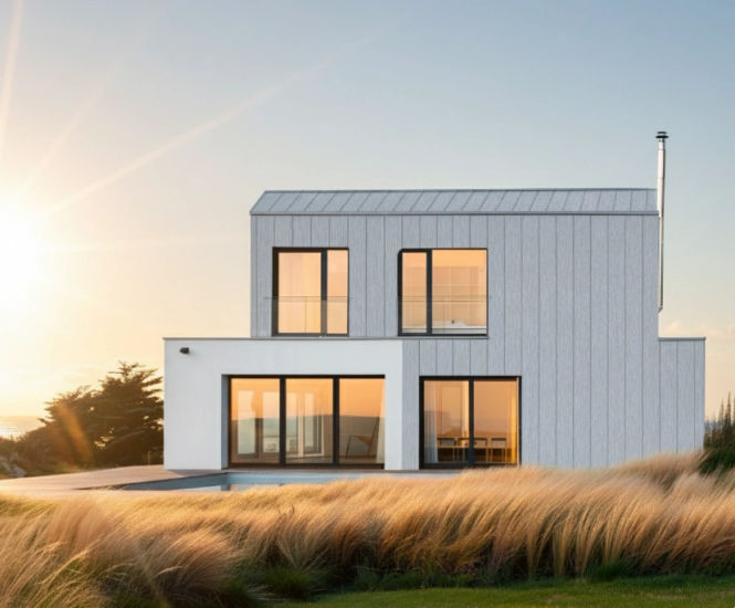 RHEINZINK-PRISMO Brushed White+ - zinc roof cladding for buildings