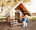 Big Playing House - larch wood playhouse for children’s outdoor play