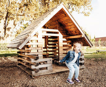 Big Playing House - larch wood playhouse for children’s outdoor play