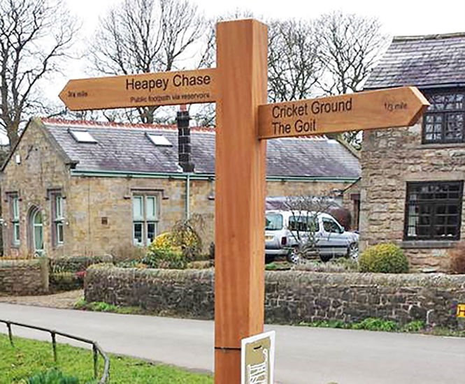 Hardwood timber fingerposts