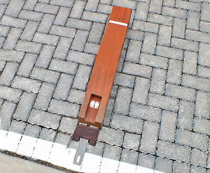 Hinge Down folding hardwood timber bollard