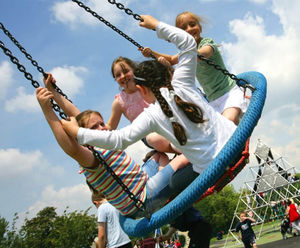 Pendulum Swing with Basket Seat - steel playground swing for group play