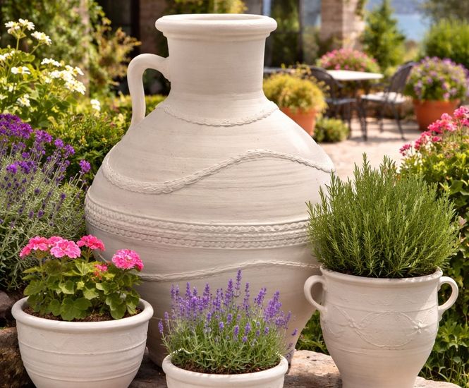 Amforeas - handmade terracotta Greek-style planter or vase for indoors |  Cretan Terracotta Pots
