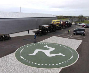 Resin bound logo for Isle of Man Motor Museum