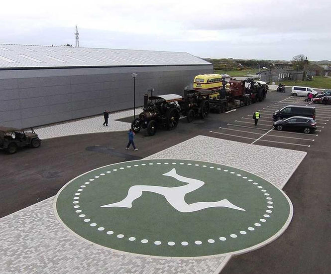 Resin bound logo for Isle of Man Motor Museum