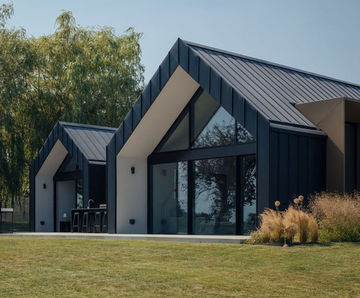 Angled Standing Seam System for a residential building at Eastwood Farm