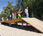 Big See-saw Platform - large timber playground see-saw for group play