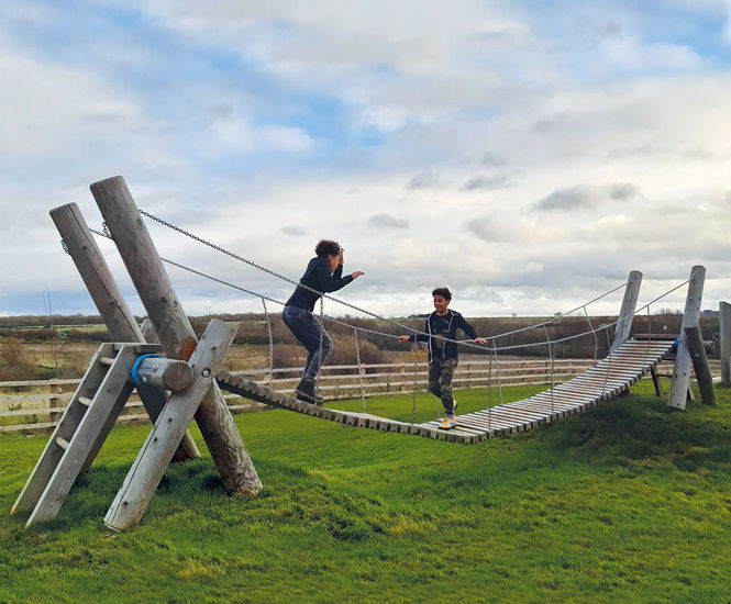 Big Suspension Bridge - large outdoor timber play suspension bridge