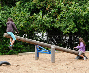Double See Saw - timber playground see saw for four children