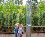 Whirlpool Column - outdoor stainless steel water play vortex feature