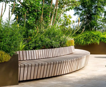 Ambit - integrated timber seating for steel planter systems