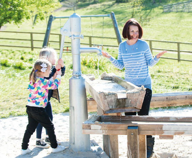 Playground Pump - outdoor metal water play pump for playgrounds