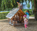Small Playing House Made Of Larch - wooden playhouse for young children