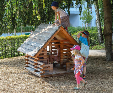 Small Playing House Made Of Larch - wooden playhouse for young children