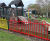 Bow top anti-trap fencing in bright colours for Stockport primary school 2