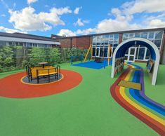 Rainbow wet pour at Warrington school