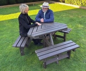 Triangle Picnic Table - recycled plastic outdoor seating for six people