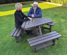 Triangle Picnic Table - recycled plastic outdoor seating for six people
