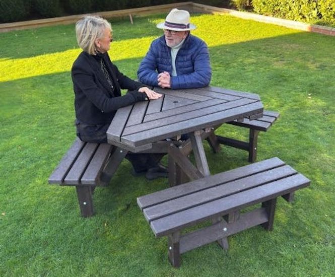 Triangle Picnic Table - recycled plastic outdoor seating for six people