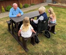 Wheelchair Access Pass Through Picnic Table - recycled plastic outdoor seat