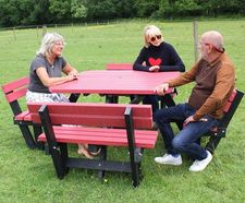 Square Picnic Table With Backrests - recycled plastic outdoor seating