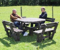 Octagonal Picnic Table With Backrests - recycled plastic outdoor seating