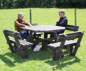 Octagonal Picnic Table With Backrests - recycled plastic outdoor seating