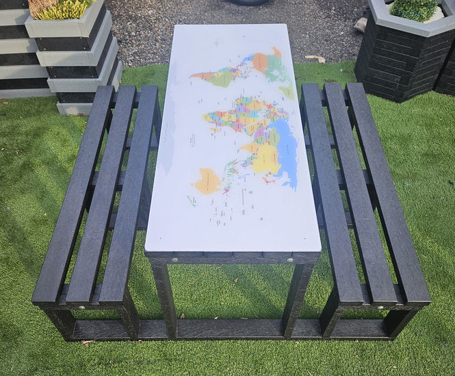 Activity Table - recycled plastic picnic table with polycarbonate game top