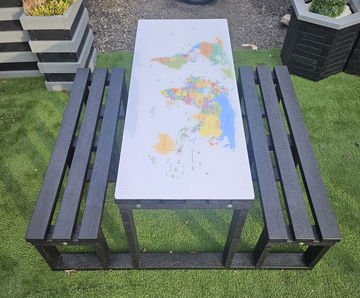 Activity Table - recycled plastic picnic table with polycarbonate game top
