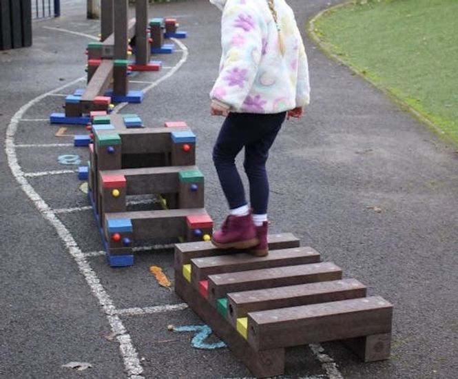 Nursery Freestanding Trim Trail - timber play trail for balance skills