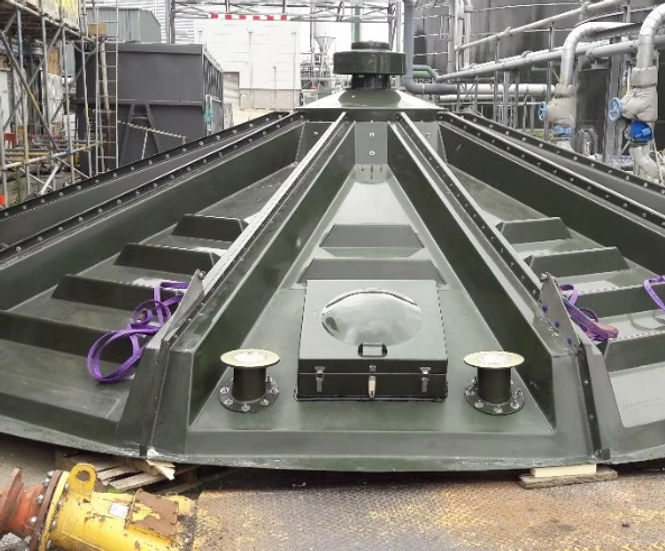 Conical GRP Covers - fibreglass tank lids for odour control and safety