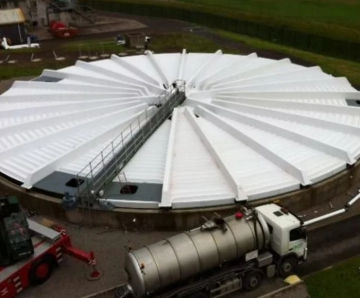 Rotating GRP Tank Covers - fibreglass lids for tanks with scraper systems