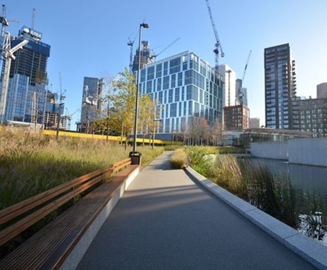 Resin bound pathways, Embassy Gardens, Nine Elms, London