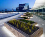 Illuminated seating planters for 8th floor terrace