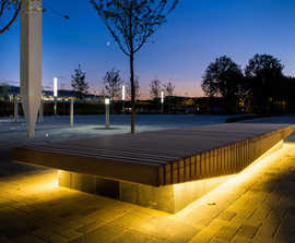 6m-long timber benches illuminate Stockley business park