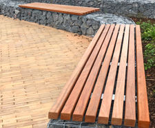 TORD - timber and steel wall-mounted gabion benches